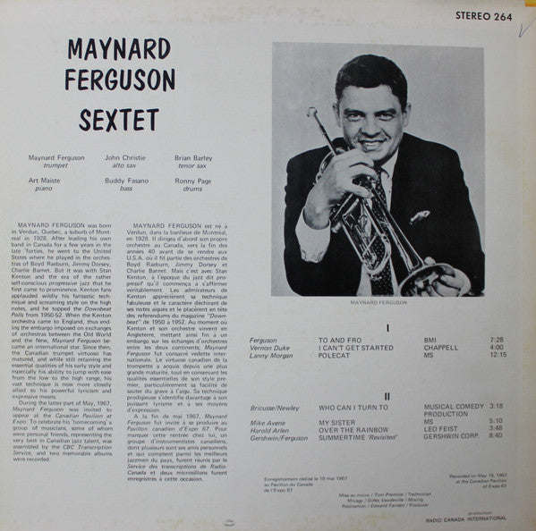 Master Release: Music At The Canadian Pavilion by Maynard Ferguson Sextet