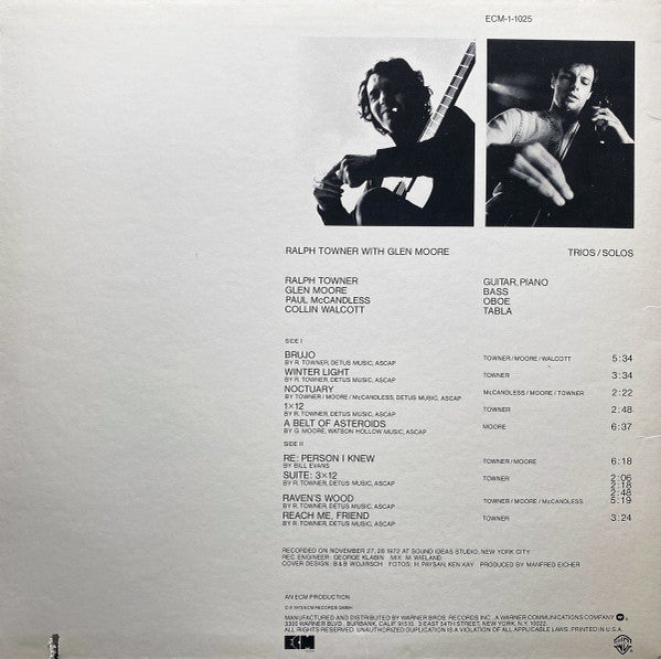 Release: Trios / Solos-Vinyl-US-None-ECM-1-1025, ECM-1-1025-3330133