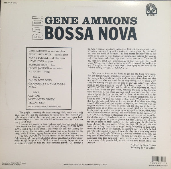 Release: Bad! Bossa Nova-Vinyl-US-1989-OJC-351, P-7257, PR 7257-2182580