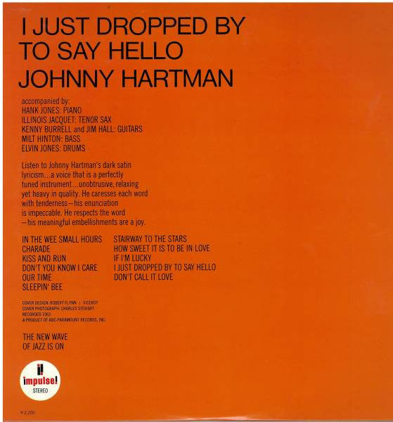 Master Release: I Just Dropped By To Say Hello by Johnny Hartman