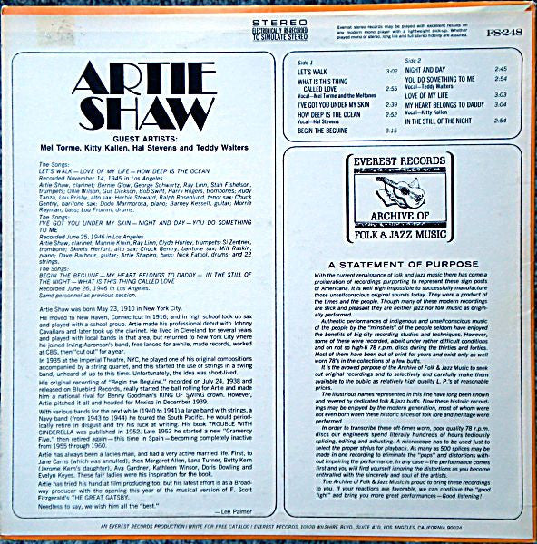 Release: Artie Shaw-Vinyl-US-1972-FS-248-2852341
