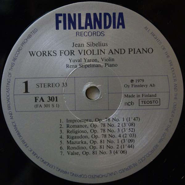 Master Release: Works For Violin And Piano = Pienimuotoisia Viulusävellyksiä = Werke Für Violine Und Klavier by Jean Sibelius