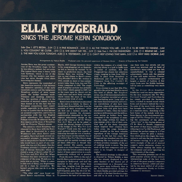 Master Release: Ella Fitzgerald Sings The Jerome Kern & Johnny Mercer Songbooks by Ella Fitzgerald
