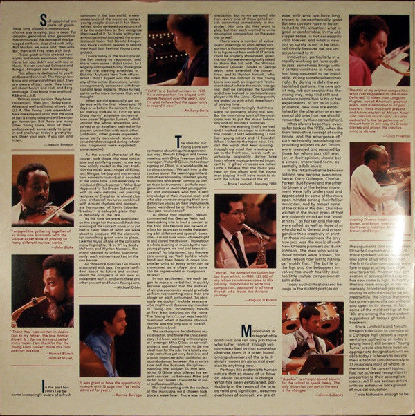 Release: The Young Lions - A Concert Of New Music Played By Seventeen Exceptional Young Musicians - The Kool Jazz Festival June 30, 1982-Vinyl-US-1983-60196-1-2397682