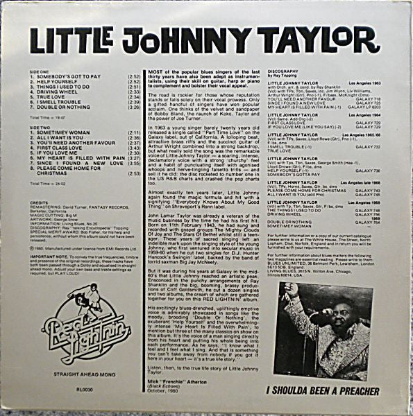 Release: I Shoulda Been A Preacher-Vinyl-UK-1980-RL0030-2008447