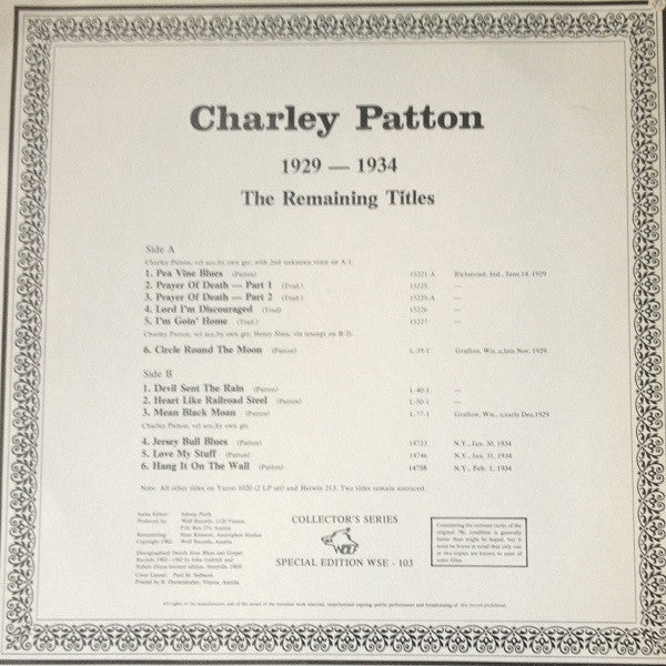 Master Release: 1929-1934 (The Remaining Titles) by Charley Patton