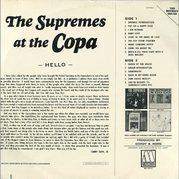 Master Release: The Supremes At The Copa by The Supremes