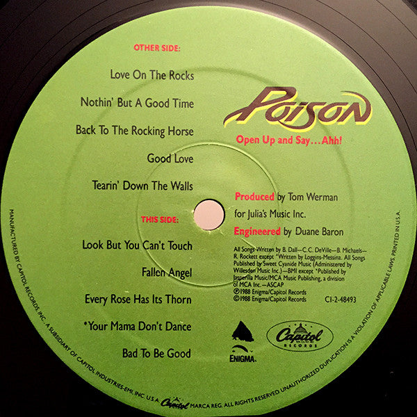 Release: Open Up And Say ...Ahh!-Vinyl-US-1988-C1-48493, C1-48493-6363825