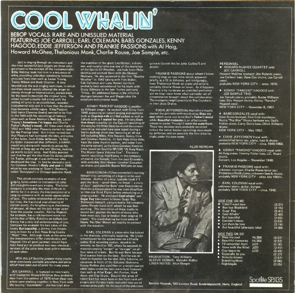 Master Release: Cool Whalin' - Be Bop Vocals, Rare And Unissued Material by Various