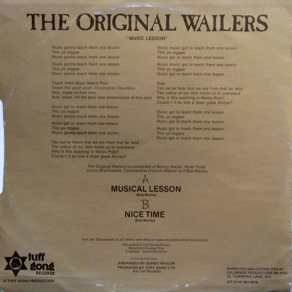 Master Release: Music Lesson / Nice Time by The Wailers