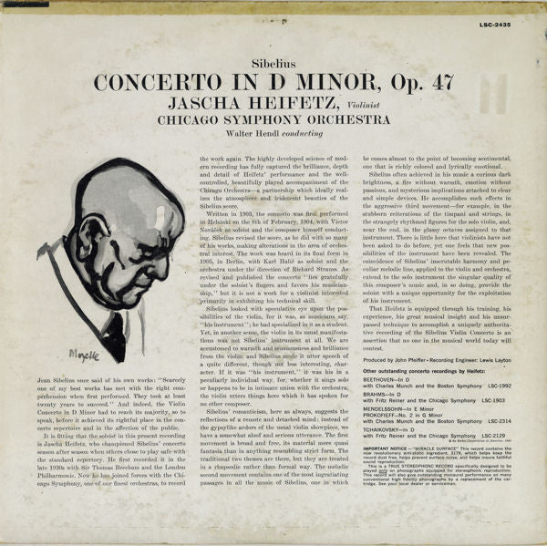 Master Release: Violin Concerto  by Jascha Heifetz