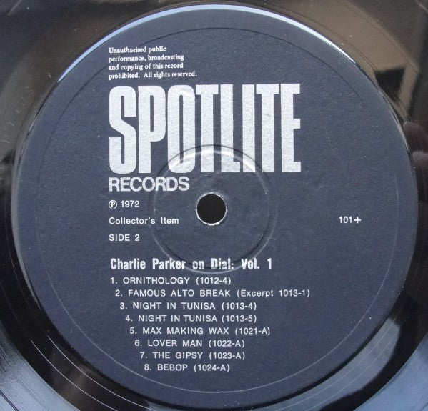 Release: Charlie Parker On Dial Volume 1-Vinyl-UK-1972-101, 101+-1951406