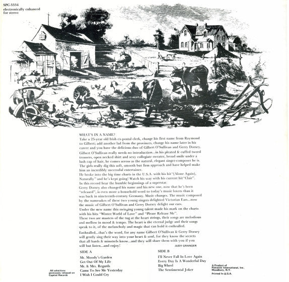 Release: Humble Beginnings Of England´s Gilbert O'Sullivan & Gerry Dorsey-Vinyl-US-1973-SPC-3334-1812413