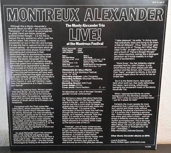 Master Release: Montreux Alexander - Live! At The Montreux Festival by The Monty Alexander Trio