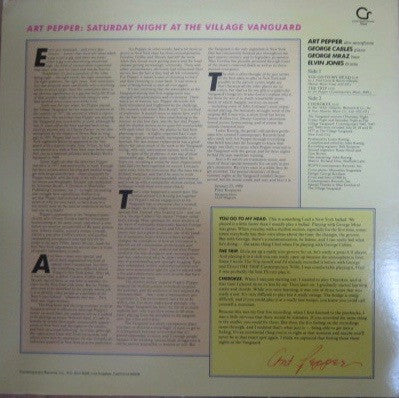 Release: Saturday Night At The Village Vanguard-Vinyl-US-None-S-7644-10415931