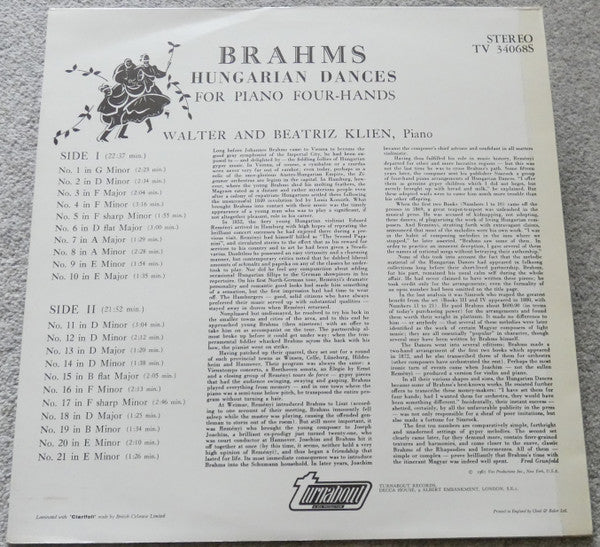Brahms Hungarian Dances For Piano Four-hands