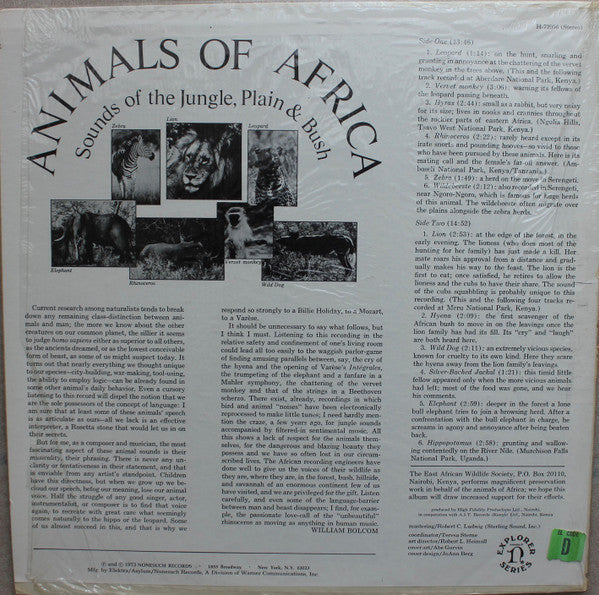Release: Animals Of Africa (Sounds Of The Jungle, Plain & Bush)-Vinyl-US-1973-H-72056-12608618