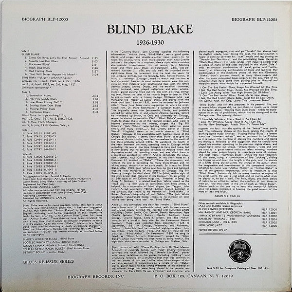 Release: 1926-30 (Bootleg Rum Dum Blues)-Vinyl-US-None-BLP-12003-28179652
