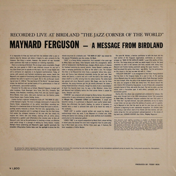 Release: A Message From Birdland-Vinyl-Japan-1974-SL-5100-RO-11128213