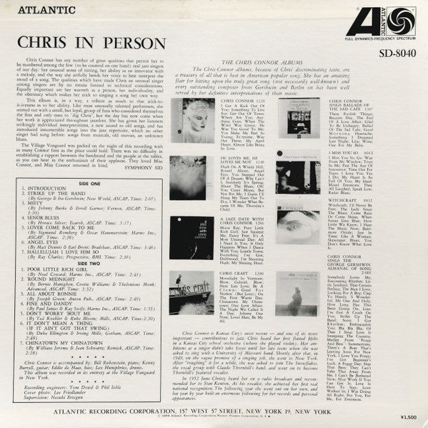 Master Release: Chris In Person by Chris Connor