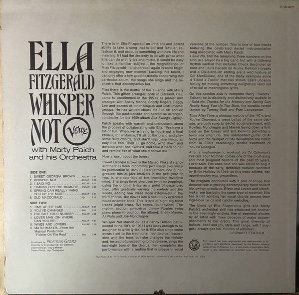 Release: Whisper Not-Vinyl-US-1966-V6 4071-15947023