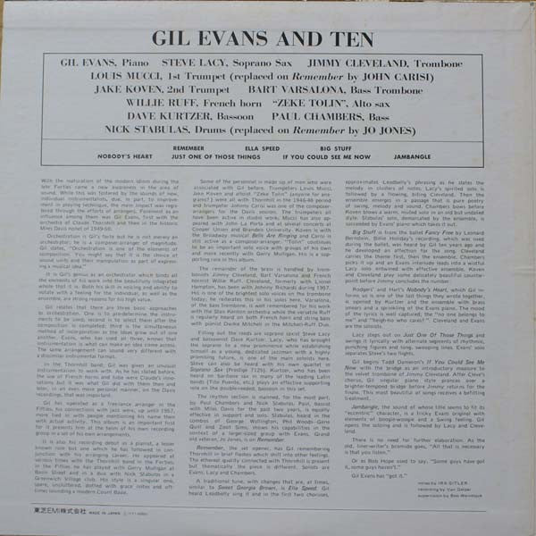 Release: Gil Evans & Ten-Vinyl-Japan-1975-LPJ-40006-10188587