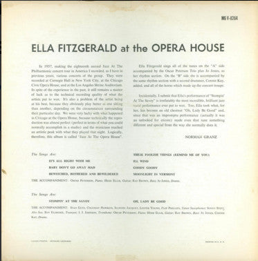Release: Ella Fitzgerald At The Opera House-Vinyl-US-1958-MG V-8264-11740250