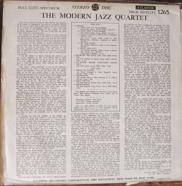 Release: The Modern Jazz Quartet-Vinyl-US-1968-1265, SD 1265-19717366