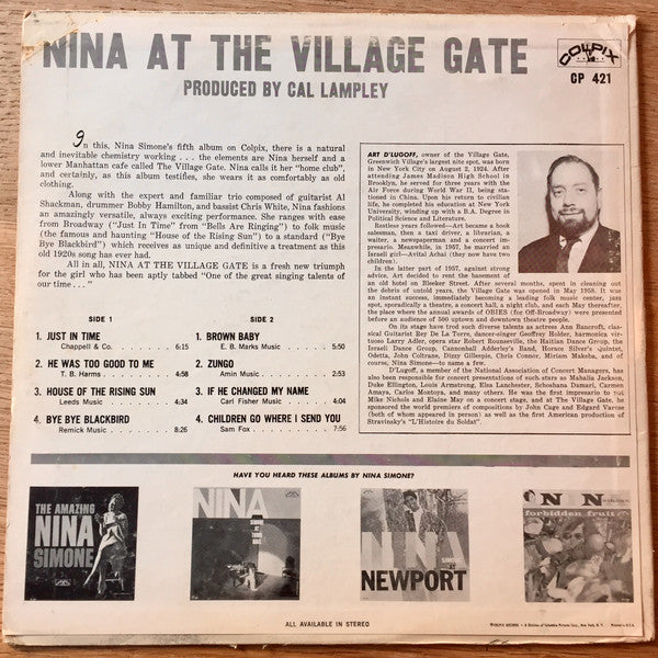 Release: At The Village Gate-Vinyl-US-1963-CP 421-11129461