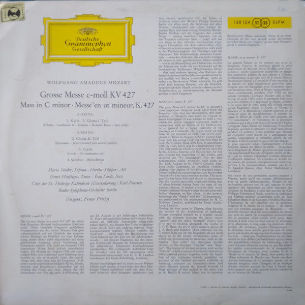 Release: Mass In C Minor, K. 427-Vinyl-Germany-1966-138 124 SLPM-21947863