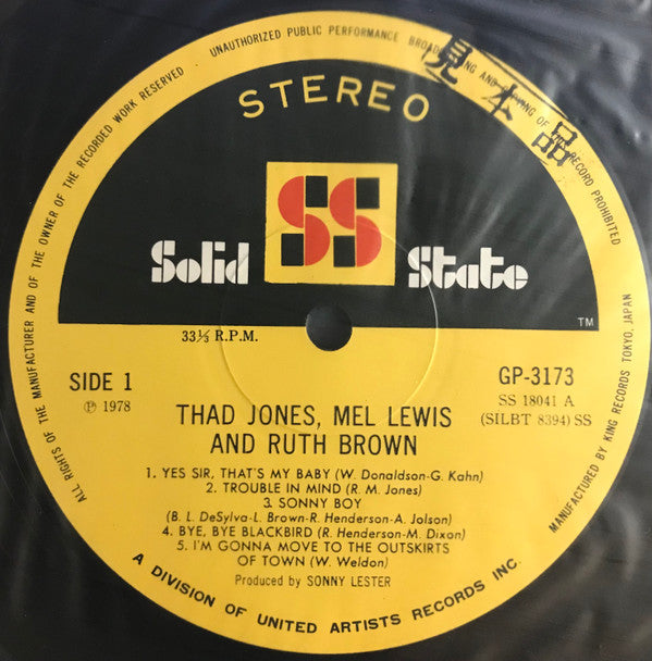 Release: The Big Band Sound Of Thad Jones • Mel Lewis Featuring Miss Ruth Brown-Vinyl-Japan-1978-GP 3173-24041429