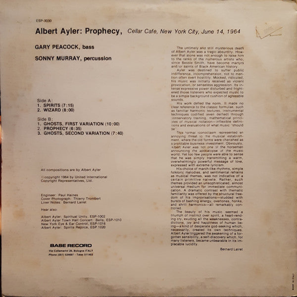 Release: Prophecy-Vinyl-Italy-None-ESP-3030-17526952