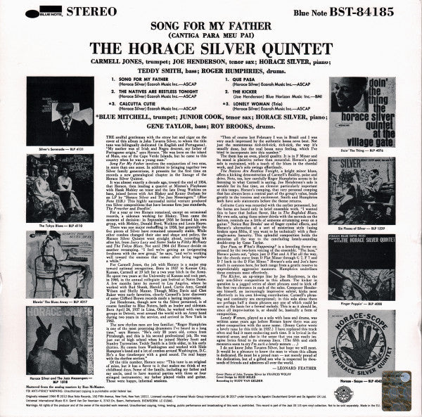 Release: Song For My Father = Cantiga Para Meu Pai-Vinyl-UK & Europe-2017-BST 84185-10636922
