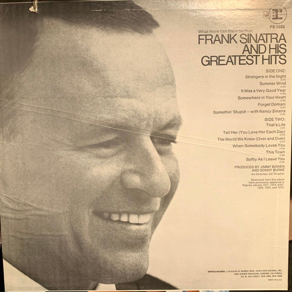 Release: Frank Sinatra's Greatest Hits-Vinyl-US-None-FS 1025, 1025-17023998