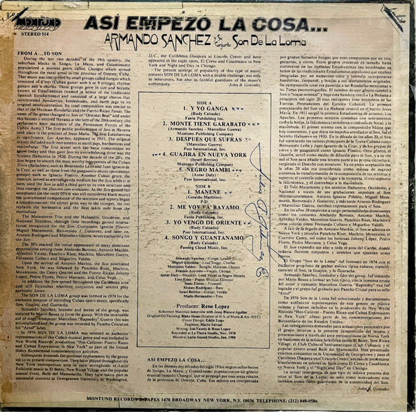 Release: Asi Empezo La Cosa...-Vinyl-US-1980-LP 514, 514-12013790