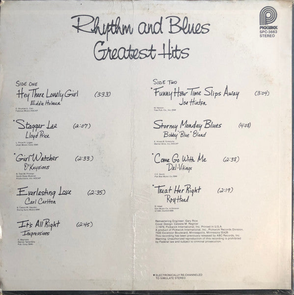 Release: Rhythm And Blues Greatest Hits-Vinyl-US-1979-SPC-3663-15838969