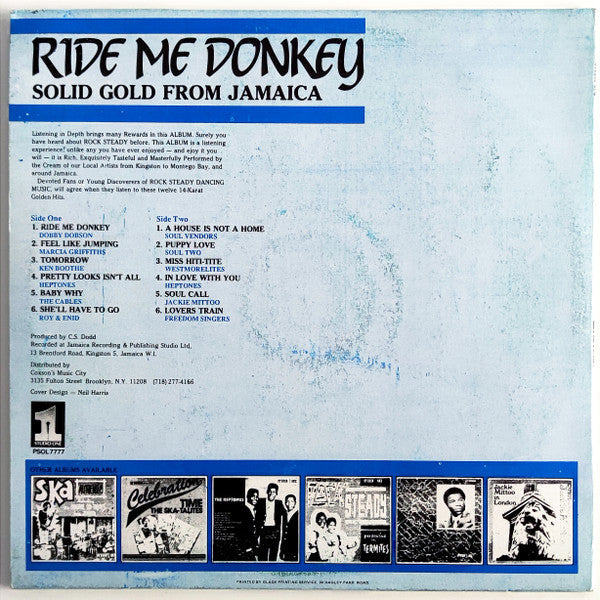Release: Ride Me Donkey (Solid Gold From Jamaica)-Vinyl-Jamaica-2024-PSOL 7777-31629205