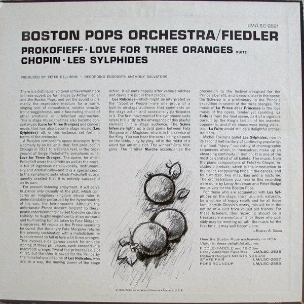 Release: Love For Three Oranges / Les Sylphides-Vinyl-US-1962-LSC-2621-12763287