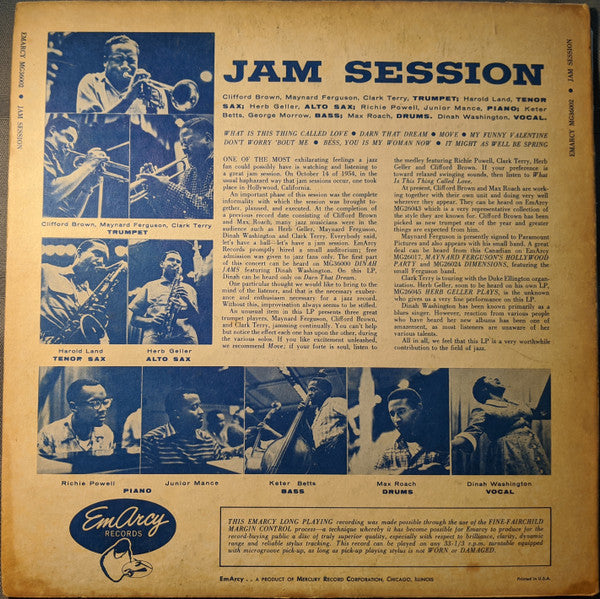 Release: Jam Session-Vinyl-US-1954-MG 36002-14772200