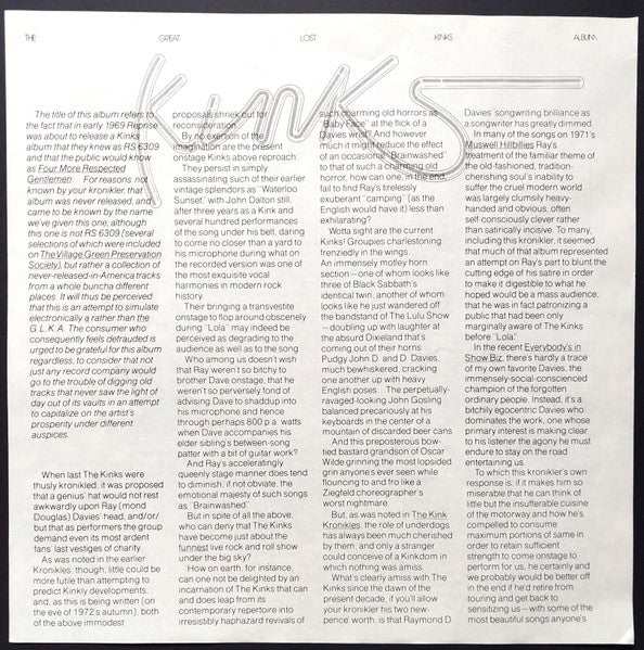 Release: The Great Lost Kinks Album-Vinyl-US-1973-MS 2127-28771171
