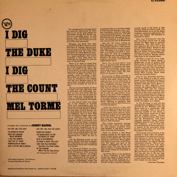 Release: I Dig The Duke - I Dig The Count-Vinyl-Japan-1982-23MJ 3195-14803694