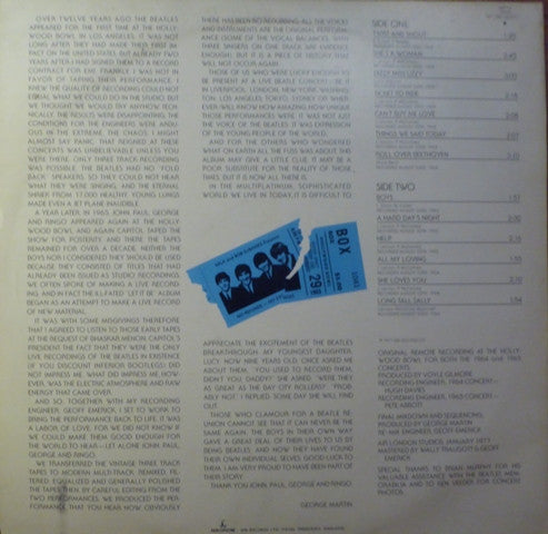 Release: The Beatles At The Hollywood Bowl-Vinyl-UK-1977-EMTV 4, 0C 062-06377-13384024