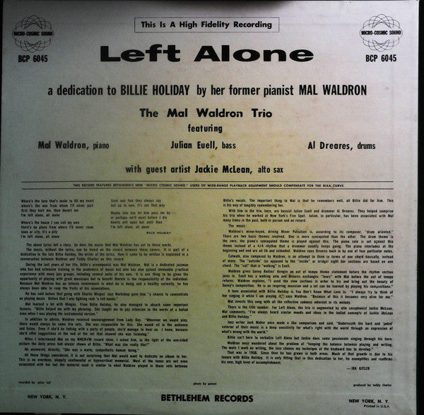 Release: Left Alone-Vinyl-US-1969-BCP 6045-12860296