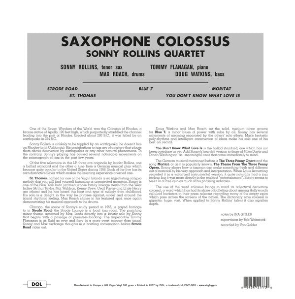 Release: Saxophone Colossus-Vinyl-Europe-2017-DOL773HG-11092299