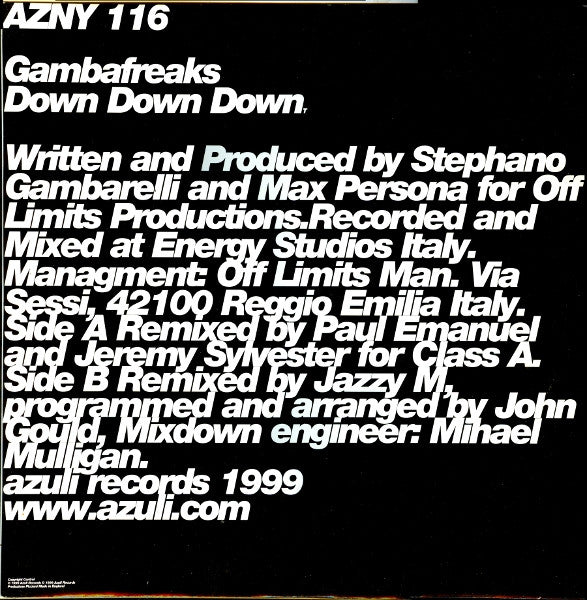 Release: Down Down Down-Vinyl-UK-2000-AZNY 116, Azuli 116-64834