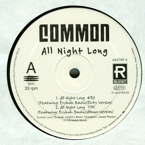 Release: All Night Long-Vinyl-Netherlands-1998-665789 6-63593